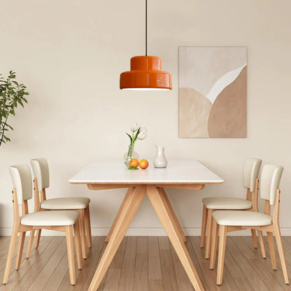 Pendant Light with Orange Metal Shade