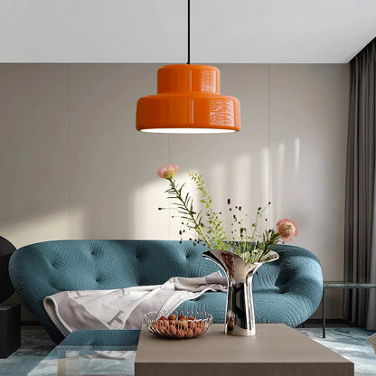 Pendant Light with Orange Metal Shade