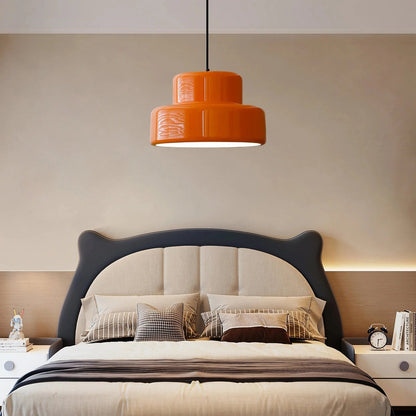 Pendant Light with Orange Metal Shade