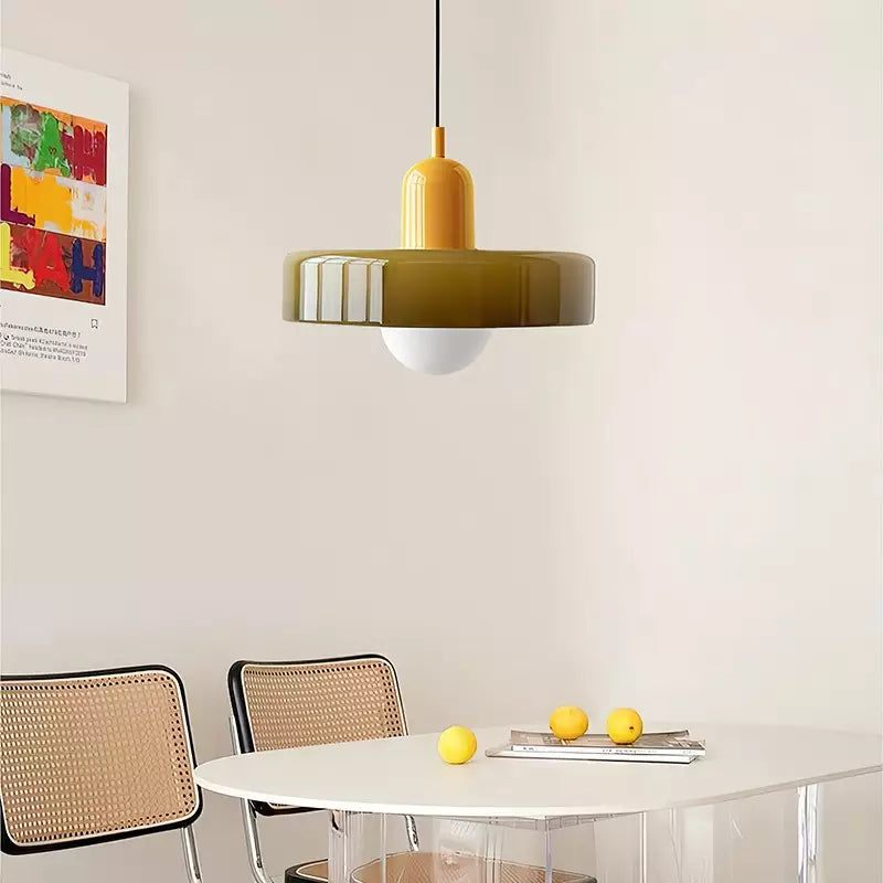 Vibrant Bauhaus Glass Pendant Light for Kitchen Island - Colourful Ceiling Fixture for Modern Home Décor