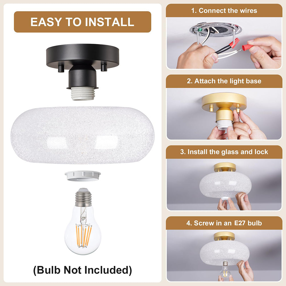 Lampada da soffitto in vetro moderna a plafone semi incassata