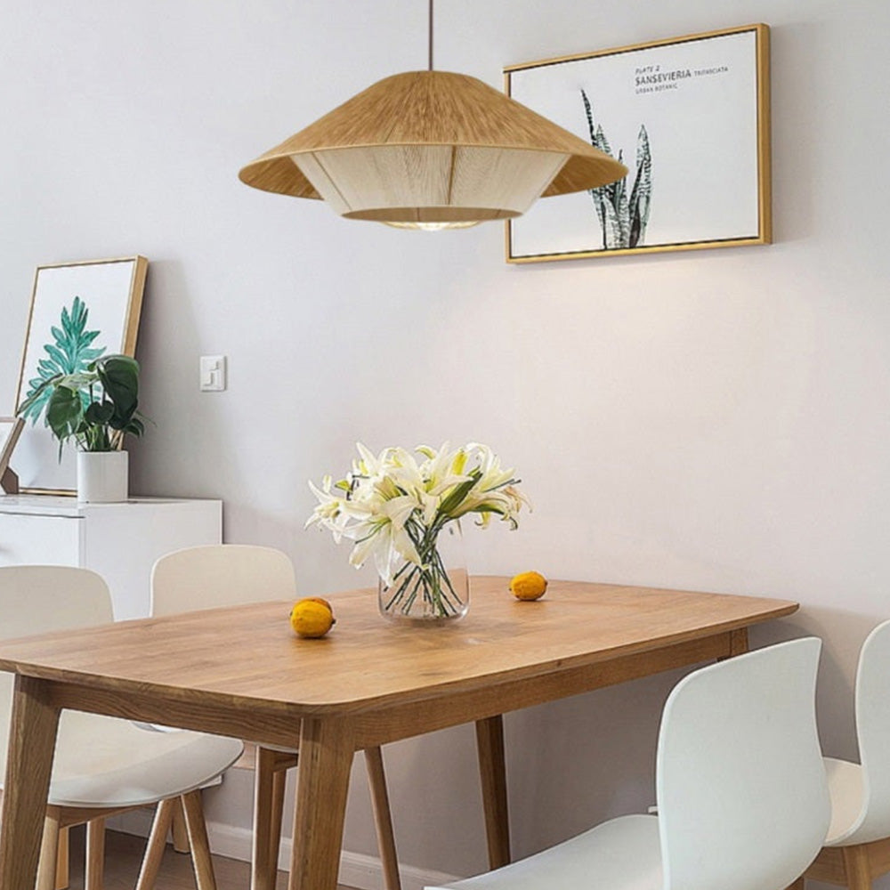 Lampada a sospensione Boho in tessuto naturale intrecciato