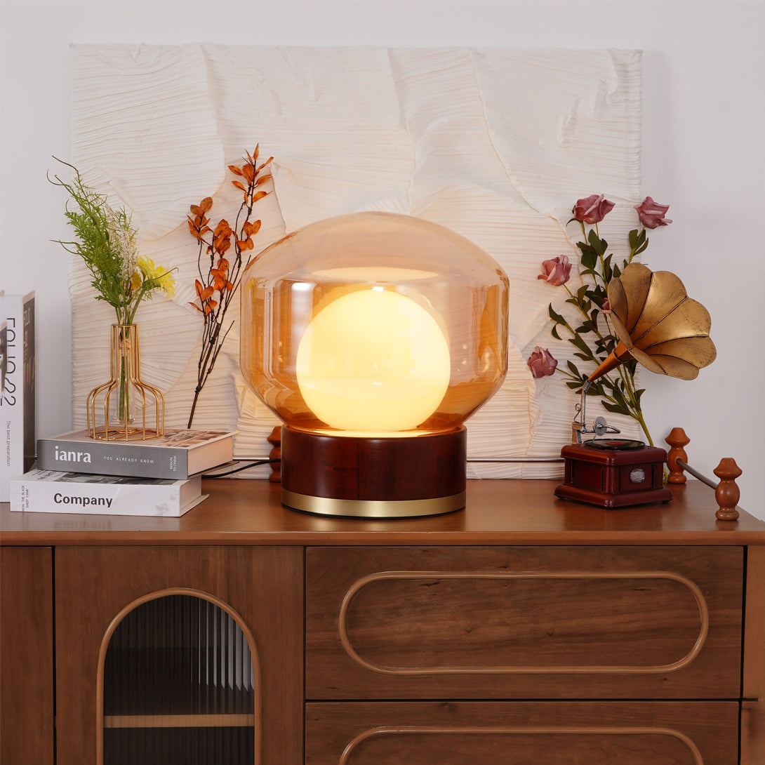 Contemporary Rigel Round Glass Table Lamp for Elegant Home Lighting and Stylish Décor in Modern Interiors