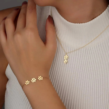 Bracelet Personalized Paw Print Engraved Stainless Steel Adjustable