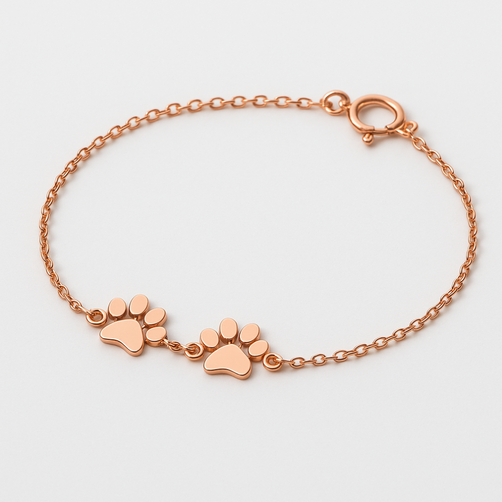 Bracelet Personalized Paw Print Engraved Stainless Steel Adjustable