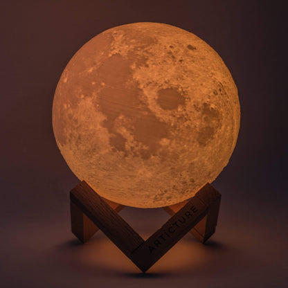 Moon Lamp Wooden Base 3D Table Light