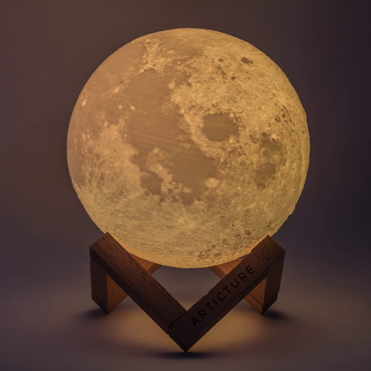 Moon Lamp Wooden Base 3D Table Light