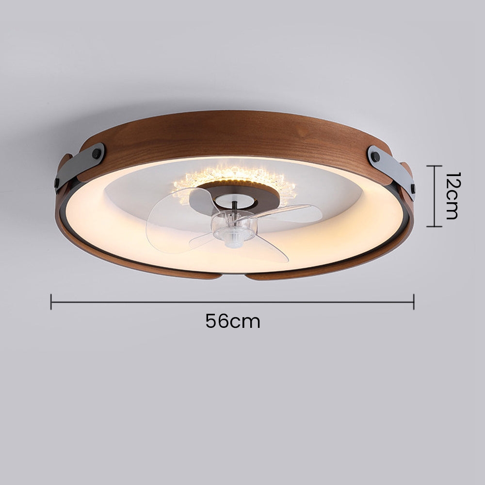 Wooden Simple Round Ceiling Fan with Integrated LED Lighting for Stylish Home Comfort and Energy Efficiency