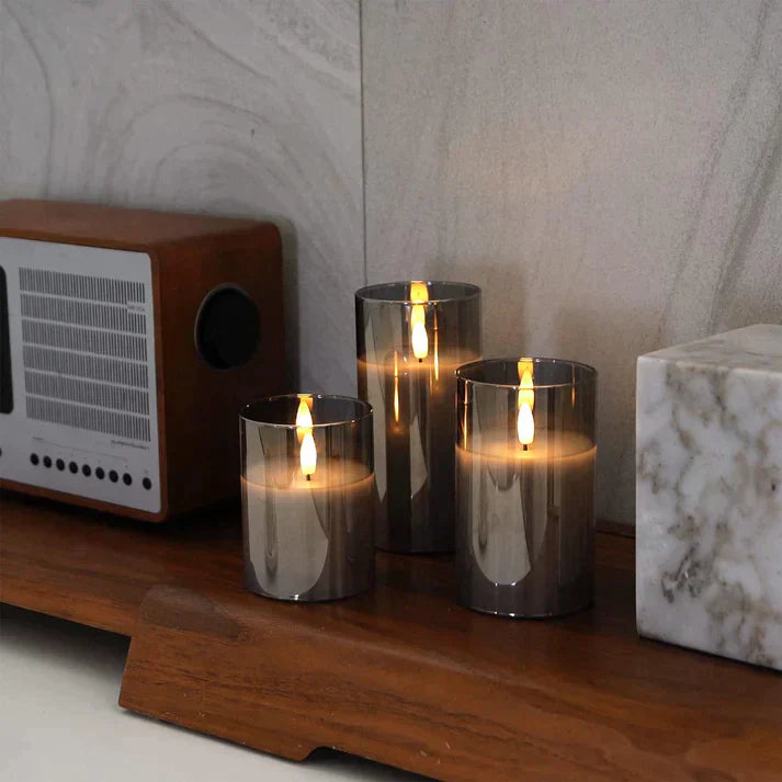 Velas LED de vidrio parpadeantes sin llama juego