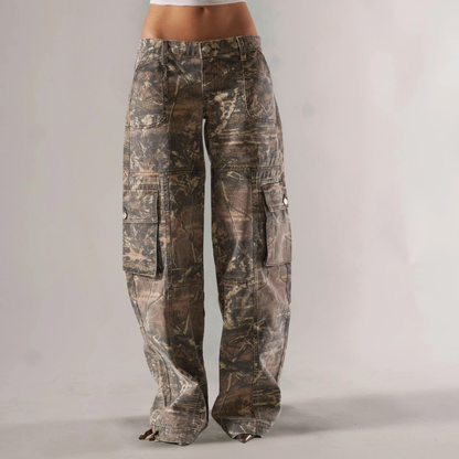 Unisex Camo Utility Cargo Pants Straight Leg Durable
