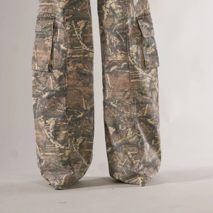 Unisex Camo Utility Cargo Pants Straight Leg Durable