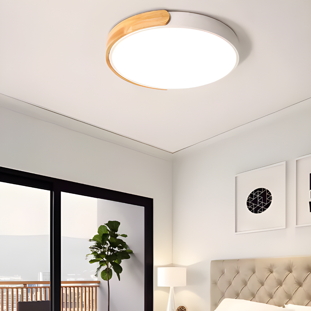Ceiling Lights LED Modern Wood Flush Mount Dimmable Light Fixture