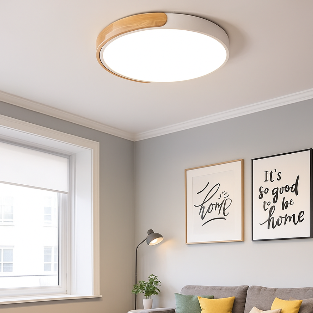 Ceiling Lights LED Modern Wood Flush Mount Dimmable Light Fixture