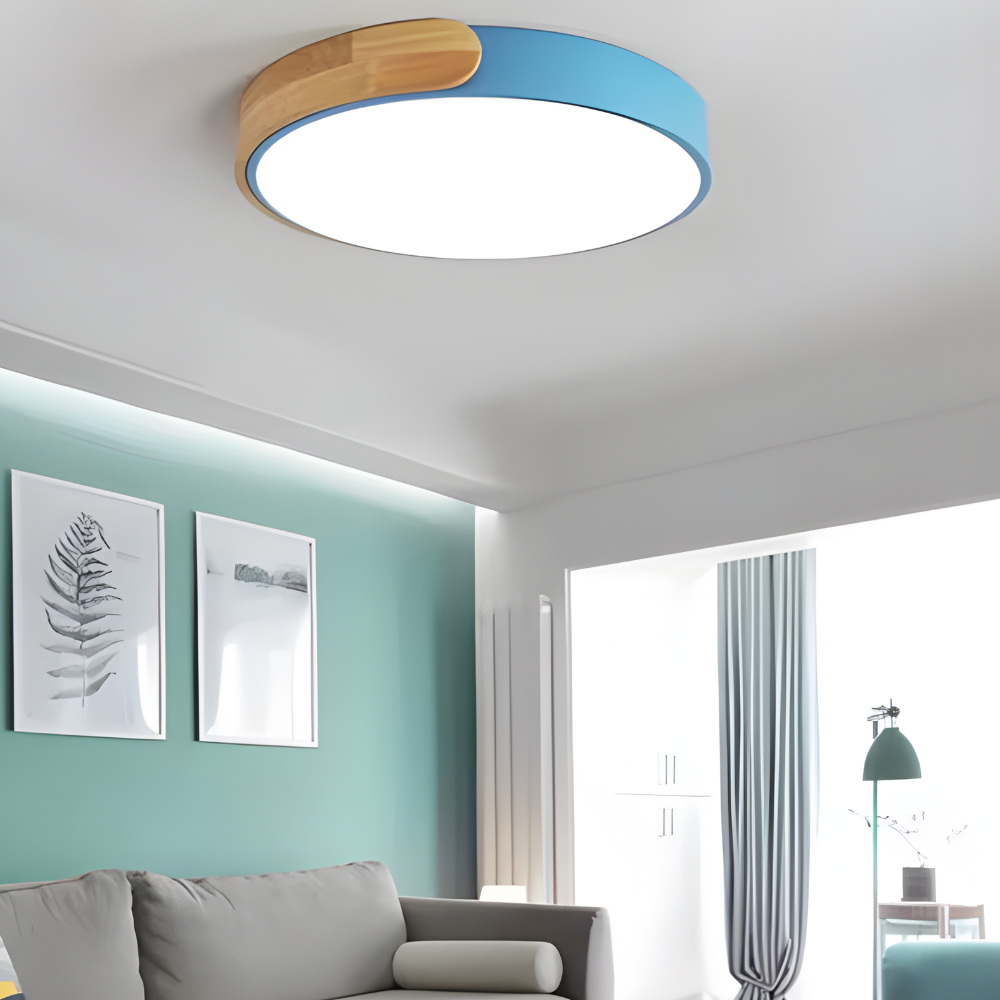Ceiling Lights LED Modern Wood Flush Mount Dimmable Light Fixture
