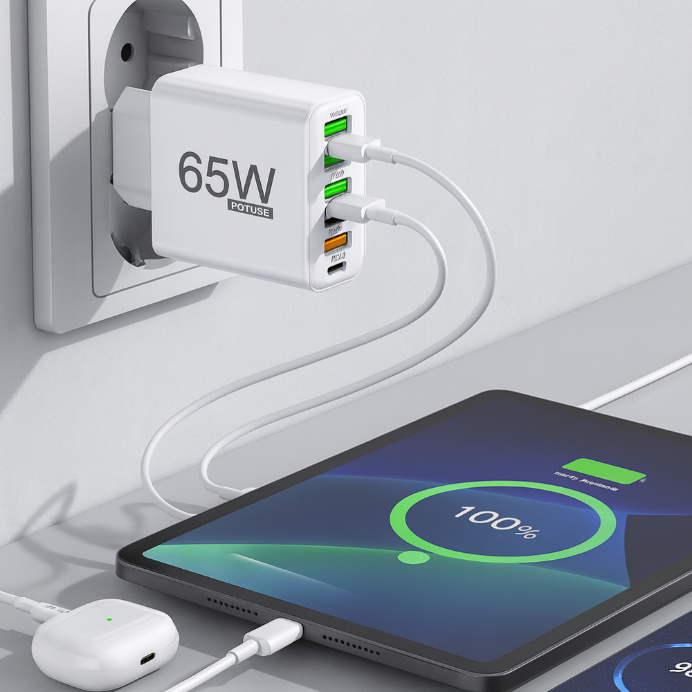 Charger 65W Multi Port USB C Adaptor Compact Desktop Station