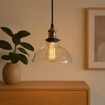 Pendant Light with Glass Shade and Vintage Style