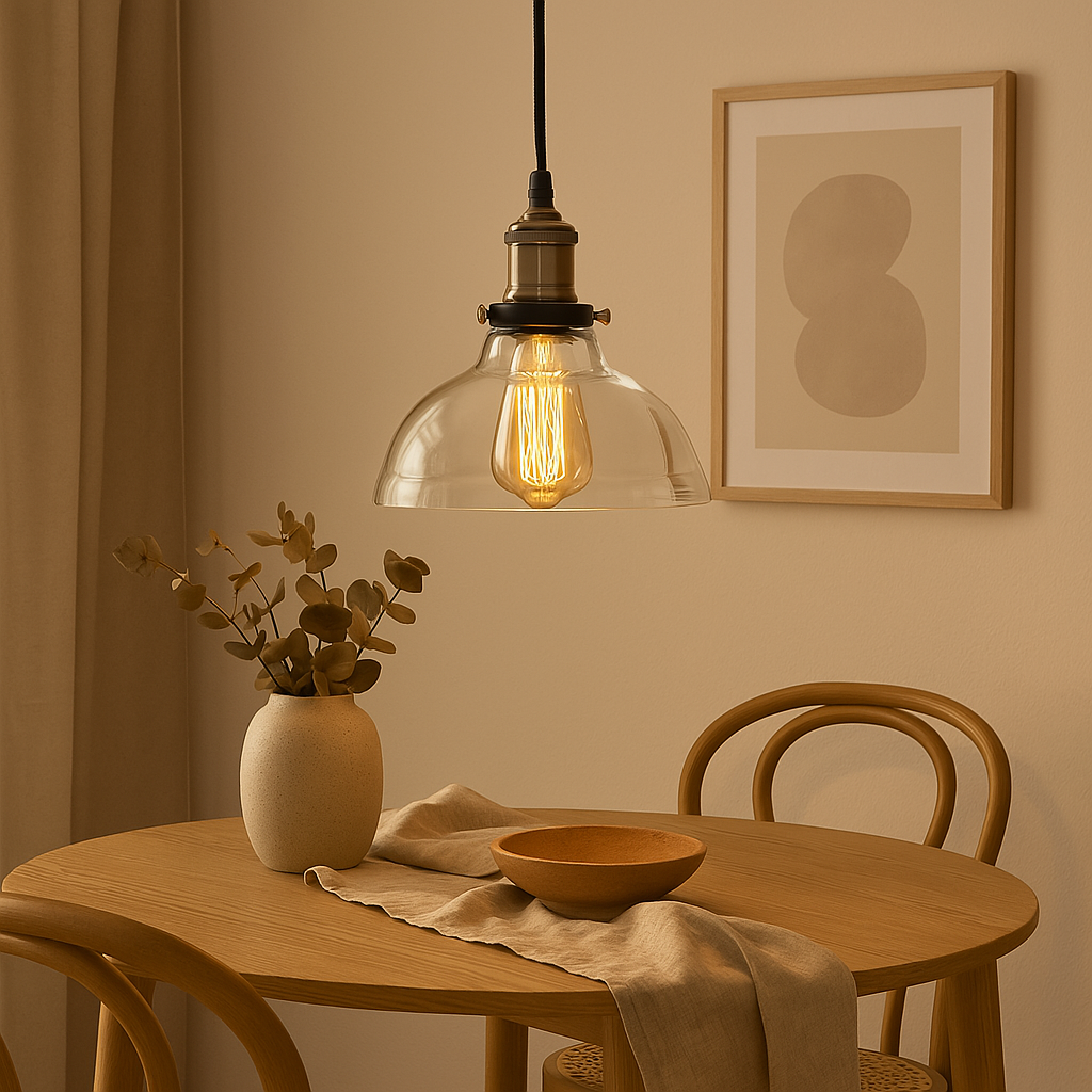 Lampada a sospensione con paralume in vetro e stile vintage