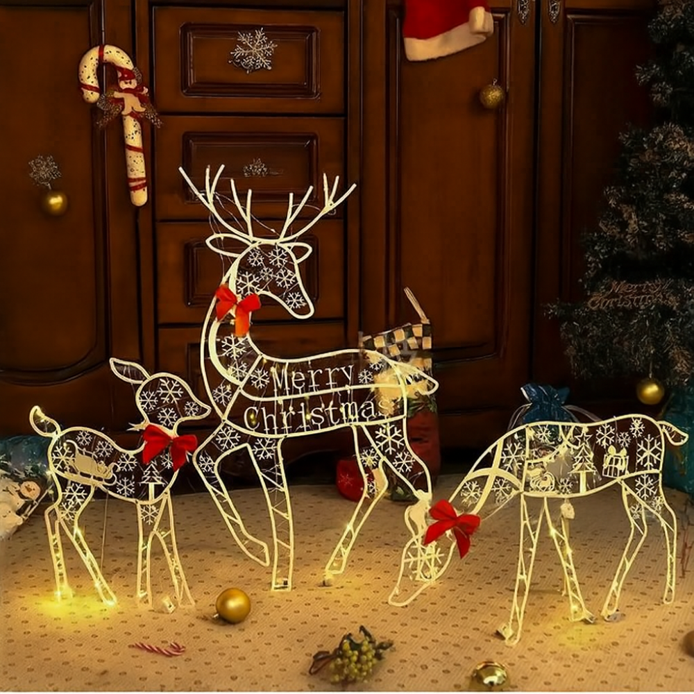 Christmas Decorations Acrylic Reindeer Light Figures