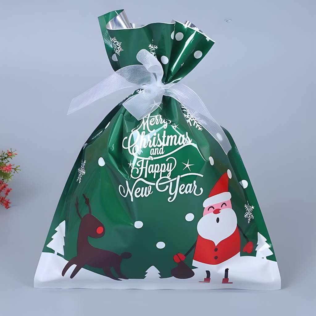 Christmas Gift Bags Foil Reusable Wrapping Bags Holiday Set