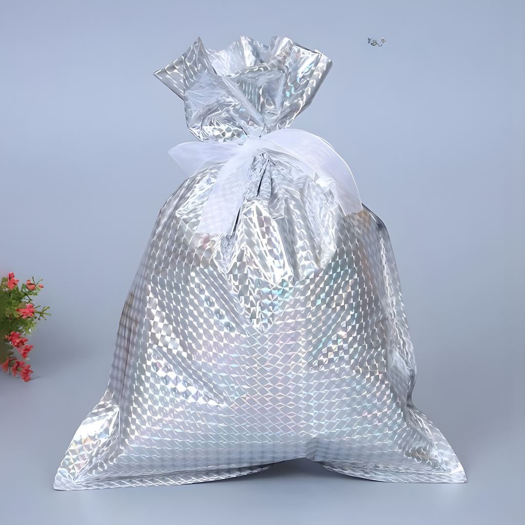 Christmas Gift Bags Foil Reusable Wrapping Bags Holiday Set