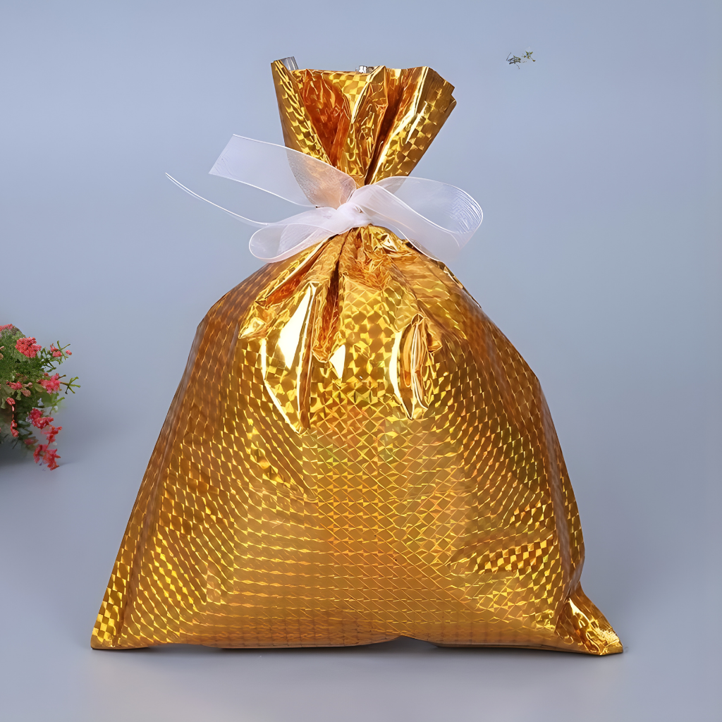 Christmas Gift Bags Foil Reusable Wrapping Bags Holiday Set