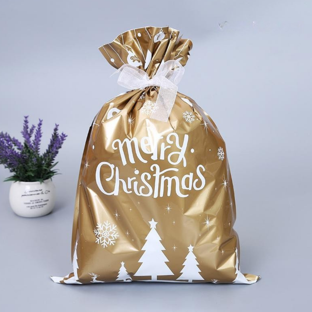 Christmas Gift Bags Foil Reusable Wrapping Bags Holiday Set