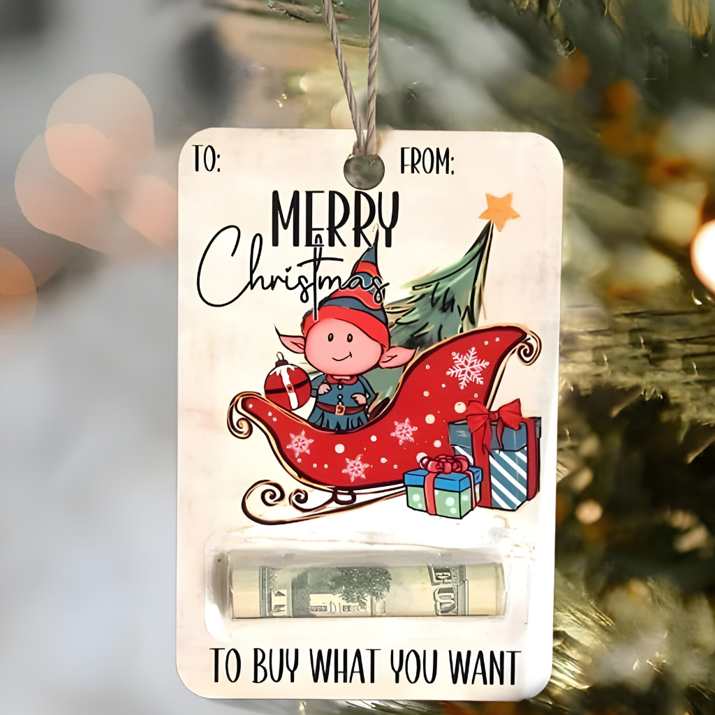 Christmas Money Holder Wooden Gift Card Ornament Decoration