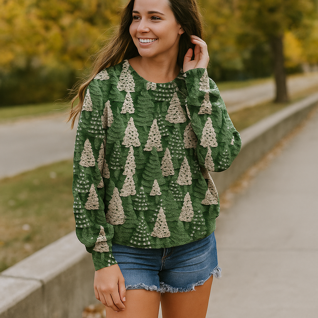 Weihnachts-Pullover Wollstrick Unisex Langarm Pullover