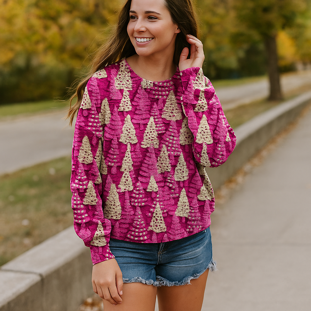 Weihnachts-Pullover Wollstrick Unisex Langarm Pullover