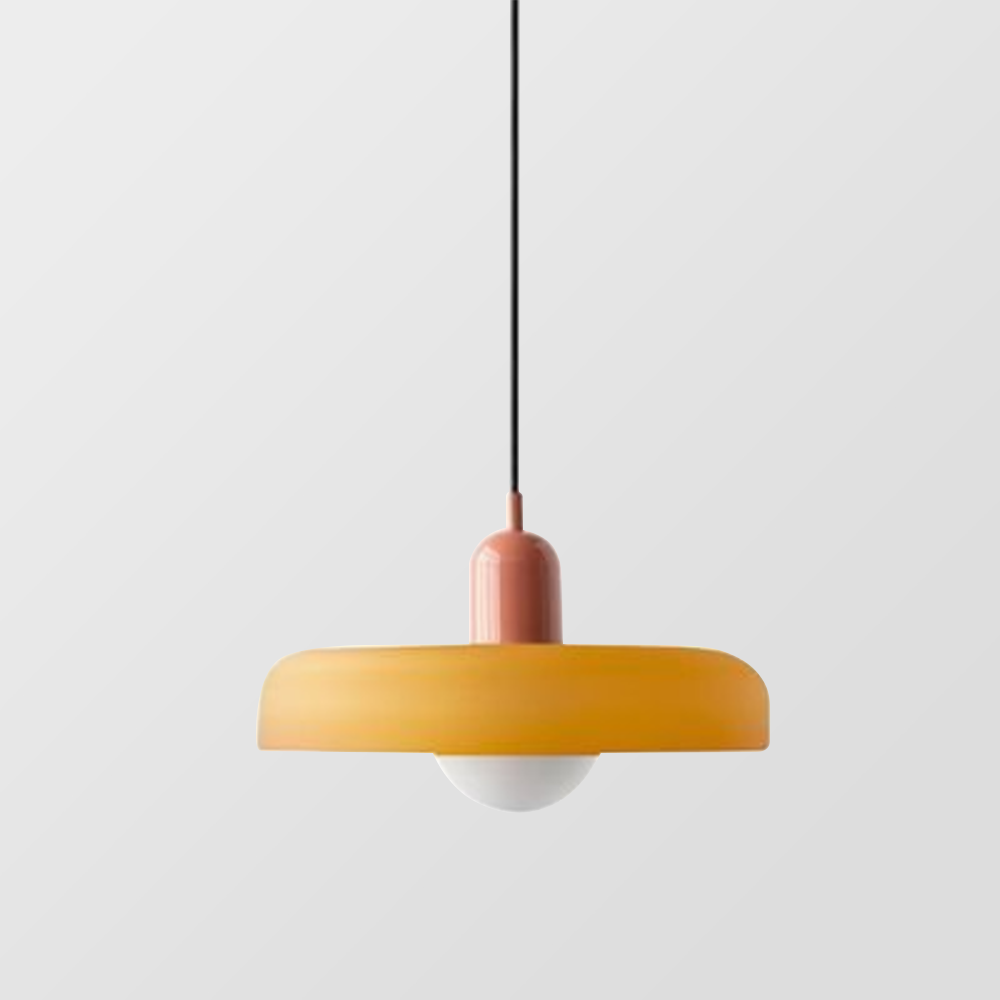 Lampada a sospensione in vetro colorato ispirata al Bauhaus