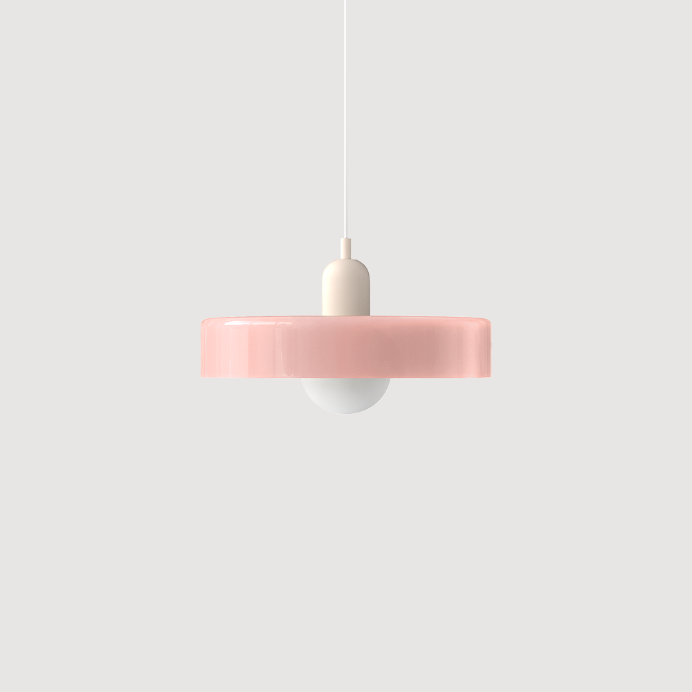 Lampada a sospensione in vetro colorato ispirata al Bauhaus