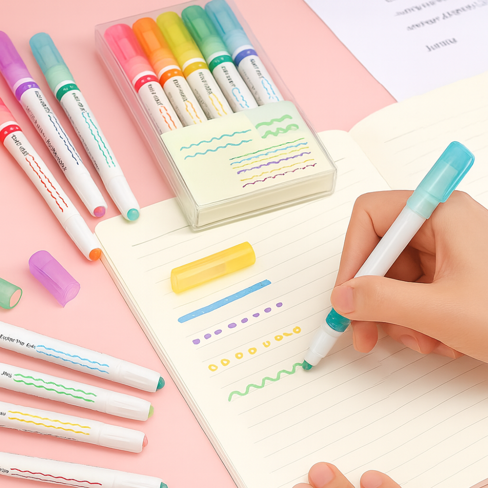 Colorful Dual Tip Highlighter Pens Set