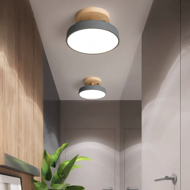 Plafonnier LED en bois à montage affleurant