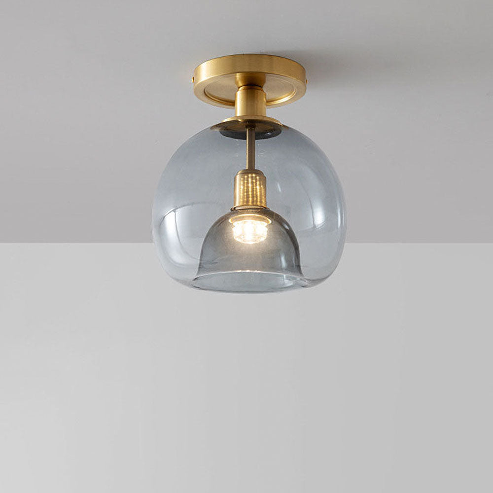 Scandinavian Style Round Copper Glass Ceiling Light Fixture for Modern Home Décor and Elegant Illumination