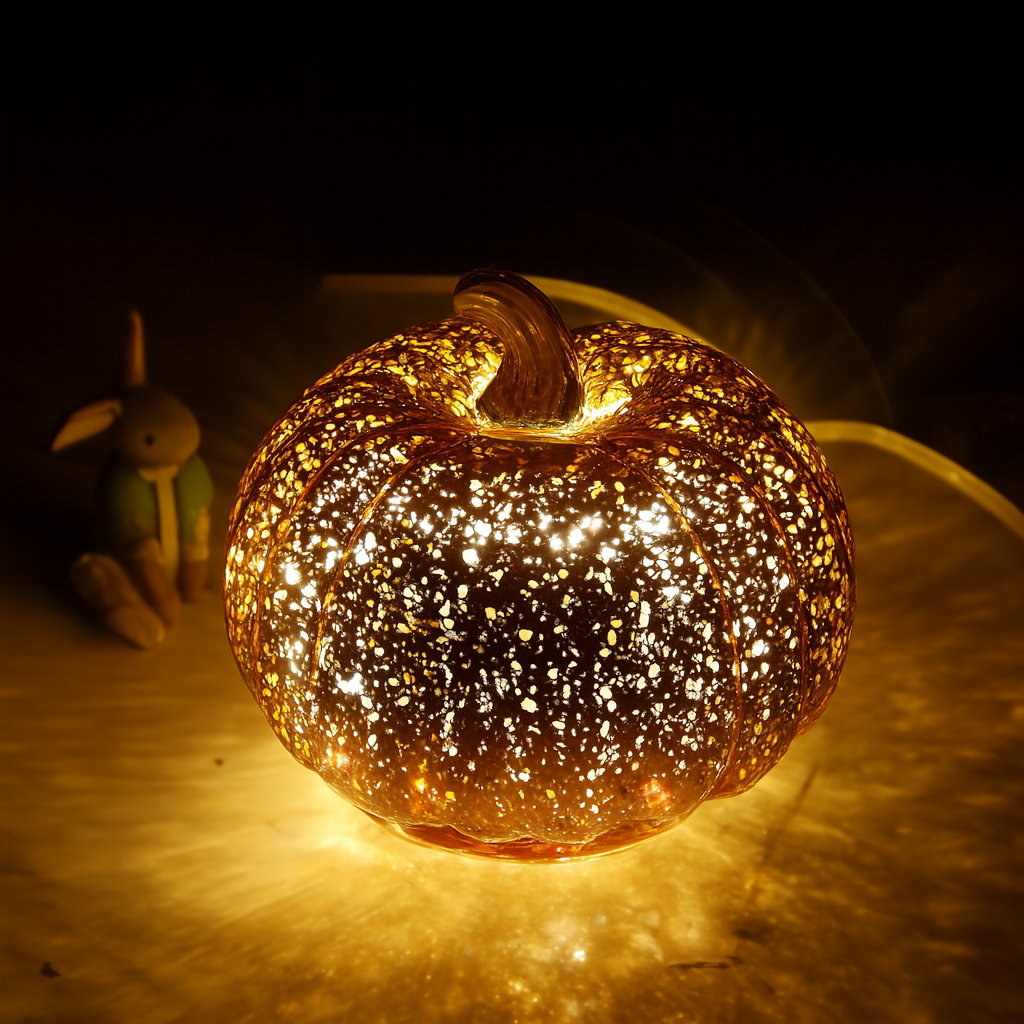 Halloween Decorations Glass Pumpkin LED Lights Set