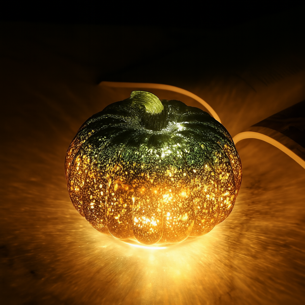 Halloween Decorations Glass Pumpkin LED Lights Set