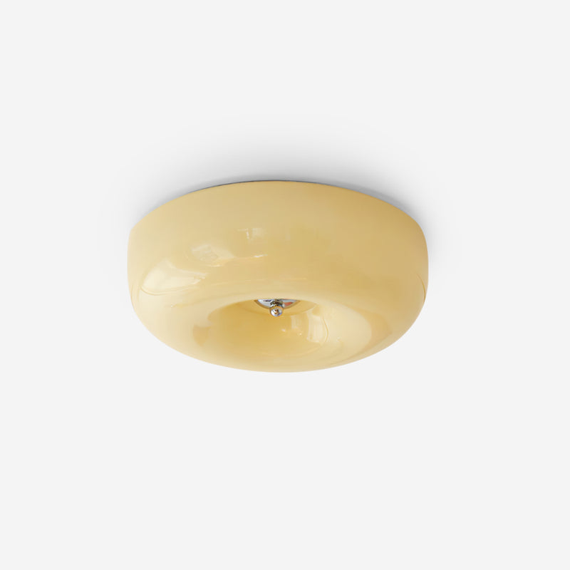 Elegant Cream Round Ceiling Lamp - Stylish Glass Ceiling Light for Modern Home Illumination and Ambient Lighting Solutions