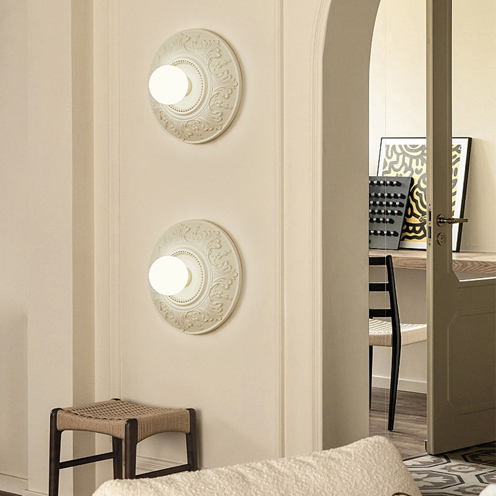 Elegant French-Style Milky Coffee Resin Wall Light Sconce for Ambient Home Lighting and Décor