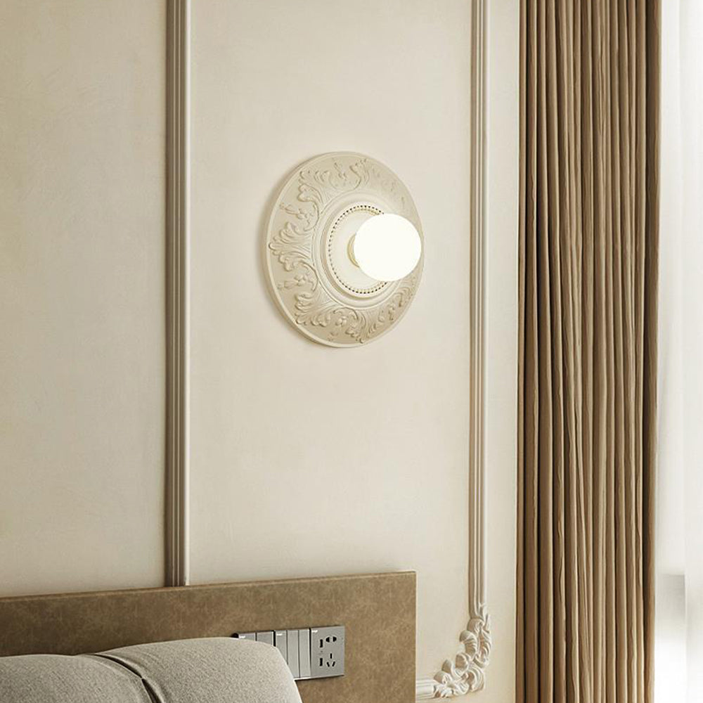 Elegant French-Style Milky Coffee Resin Wall Light Sconce for Ambient Home Lighting and Décor