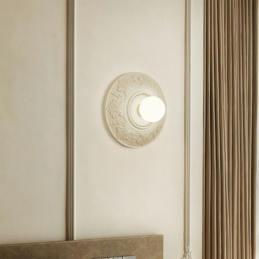 Elegant French-Style Milky Coffee Resin Wall Light Sconce for Ambient Home Lighting and Décor