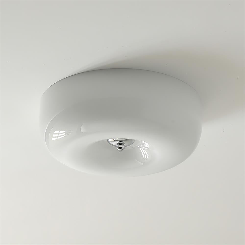 Elegant Cream Round Ceiling Lamp - Stylish Glass Ceiling Light for Modern Home Illumination and Ambient Lighting Solutions