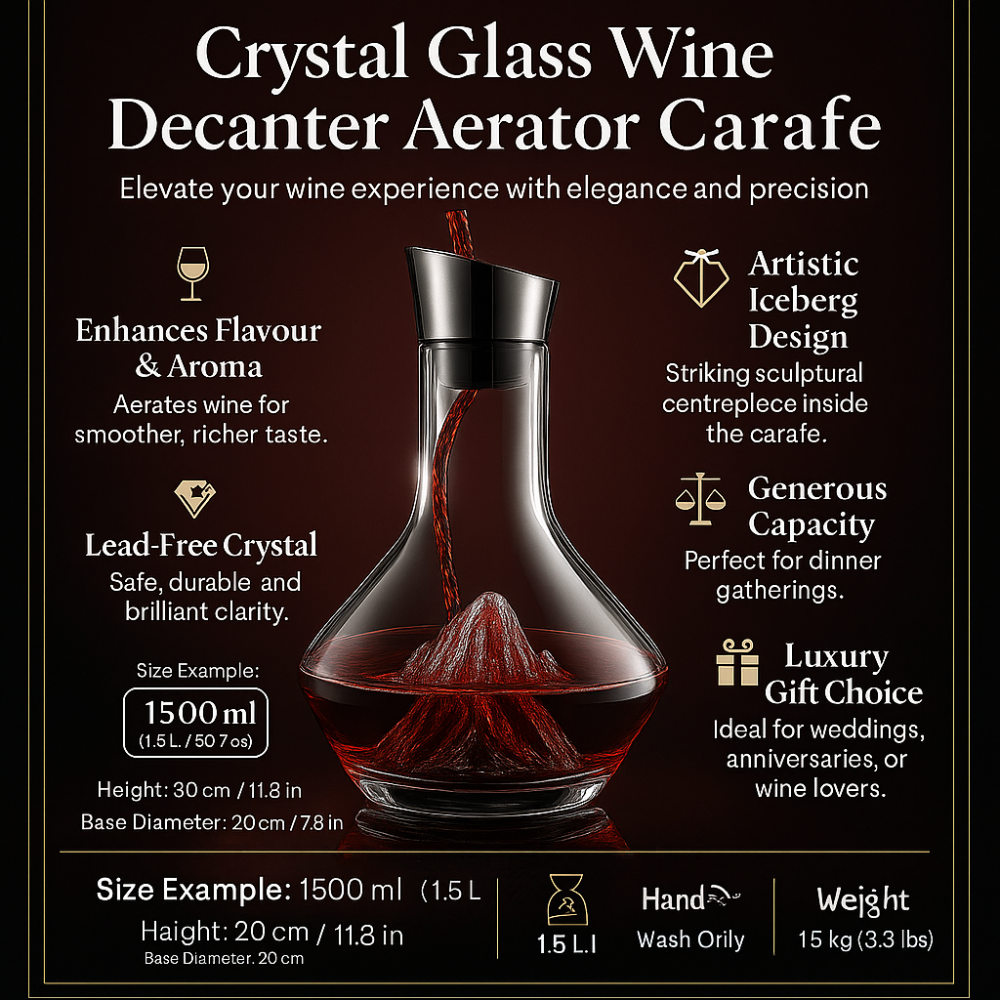 Carafe aérateur en verre cristal pour vin