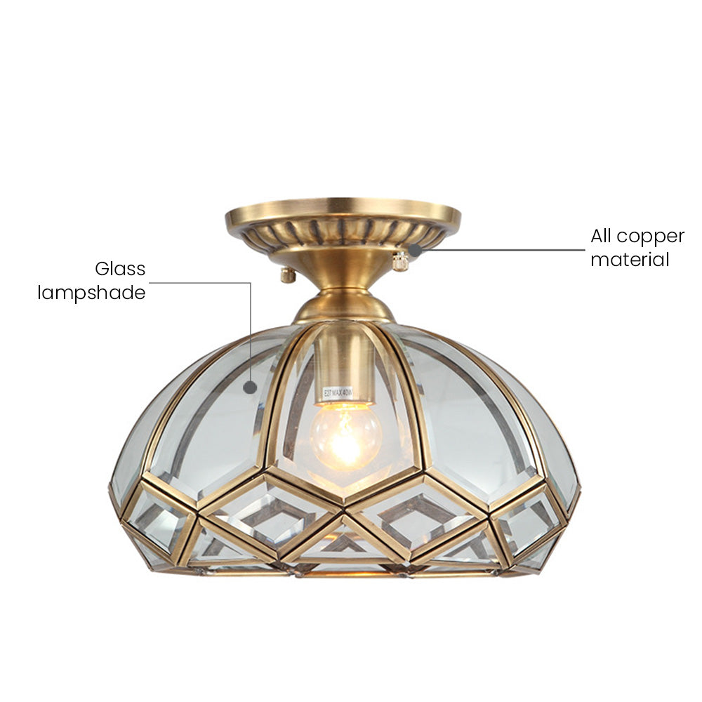 Vintage Copper Geometric Ceiling Light for Hallways - Elegant Retro Design to Illuminate Your Home with Style