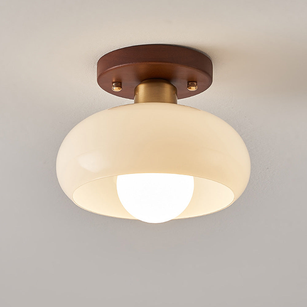 Vintage French Cream Glass Ceiling Light for Hallway - Elegant Illumination with Timeless Charm and Classic Design