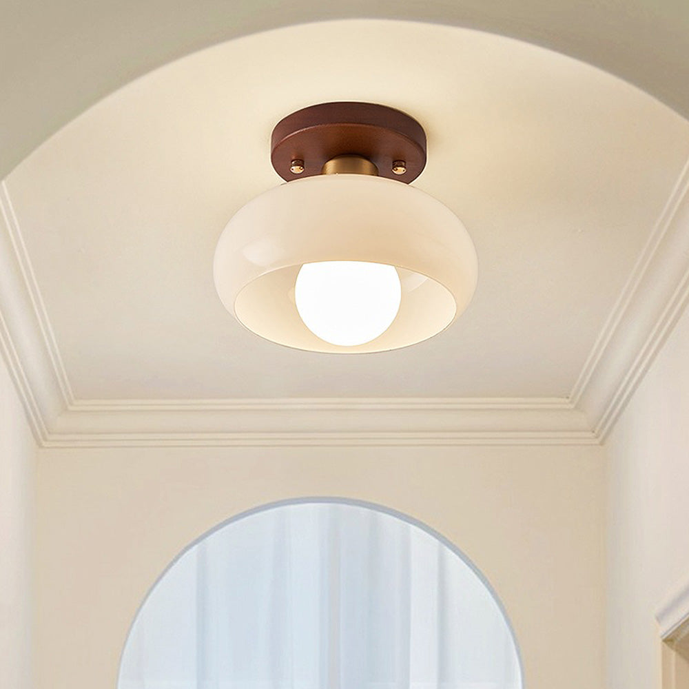 Vintage French Cream Glass Ceiling Light for Hallway - Elegant Illumination with Timeless Charm and Classic Design