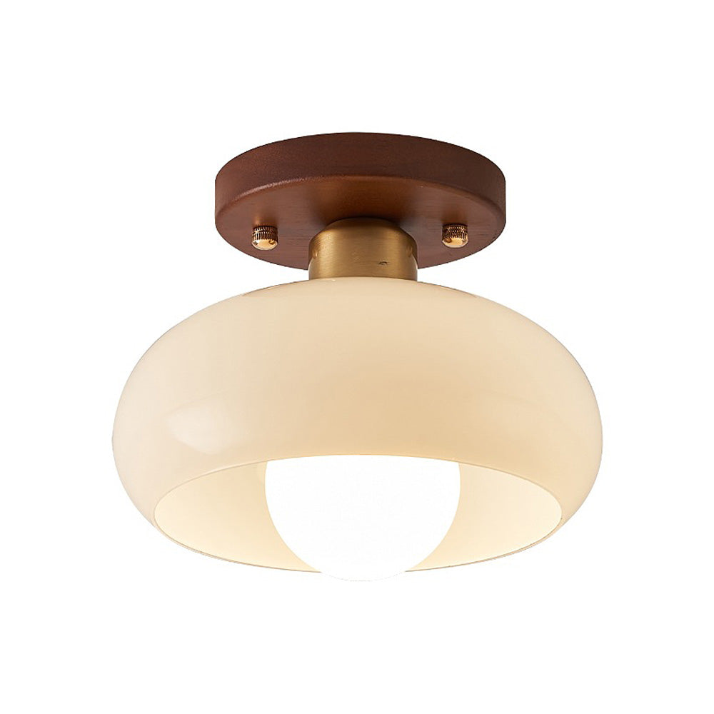 Vintage French Cream Glass Ceiling Light for Hallway - Elegant Illumination with Timeless Charm and Classic Design