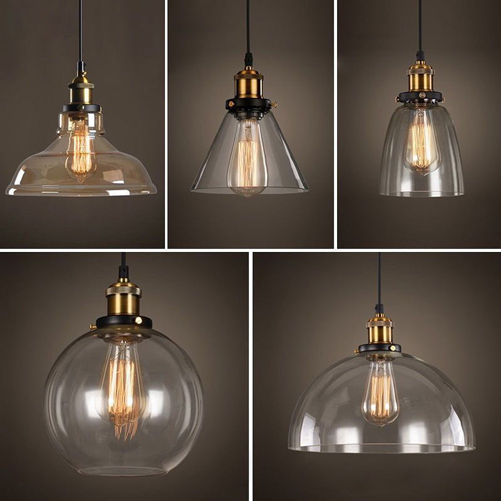 Nordic Style Clear Glass Bedside Pendant Light - Elegant Hanging Lamp for Bedroom Lighting and Home Decor