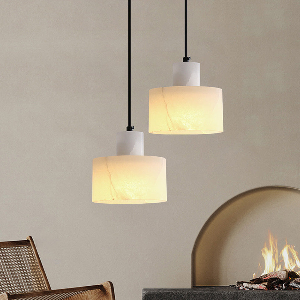 Elegant White Marble Pendant Light for Industrial Spaces - Modern Design, Stylish Illumination, Perfect for Home or Office Decor