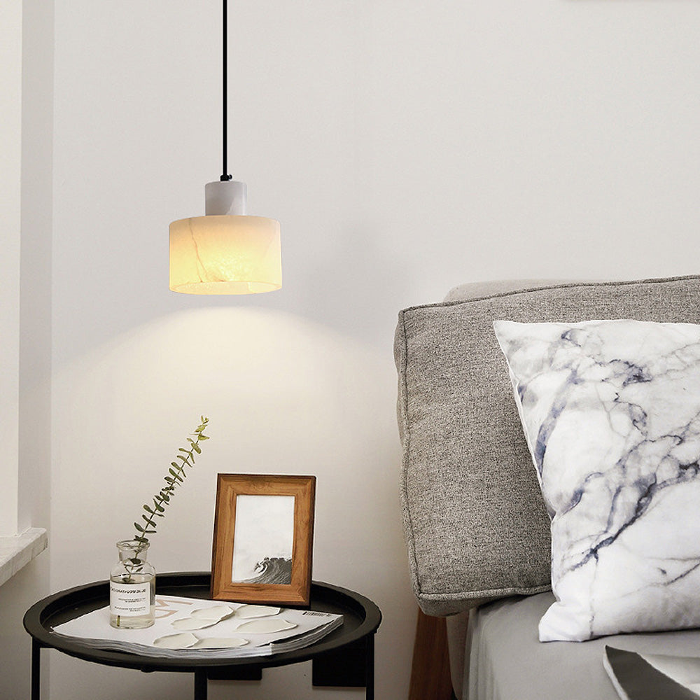 Elegant White Marble Pendant Light for Industrial Spaces - Modern Design, Stylish Illumination, Perfect for Home or Office Decor