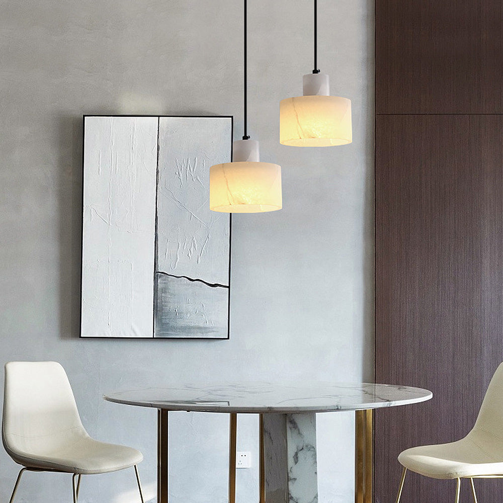 Elegant White Marble Pendant Light for Industrial Spaces - Modern Design, Stylish Illumination, Perfect for Home or Office Decor